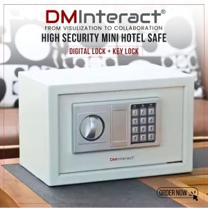 DMInteract DM-SS03EL High Security Mini Digital Lock + Key Lock Hotel Safe