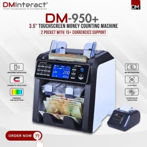 DMInteract DM-950+ Dual Pocket Currency Sorter for 15 Currency With 3.5 Inch Touchscreen Counting Machine