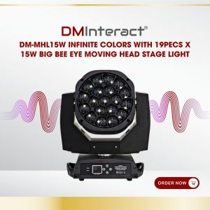 DMInteract DM-MHL15W Infinite Colors with 19pecs x 15W Big Bee Eye Moving Head Stage Light