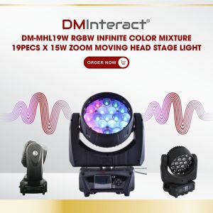 DMInteract DM-MHL19W RGBW Infinite Color Mixture 19pecs x 15W Zoom Moving Head Stage Light