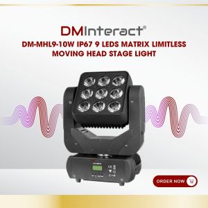 DMInteract DM-MHL9-10W IP67 9 LEDs Matrix Limitless Moving Head Stage Light