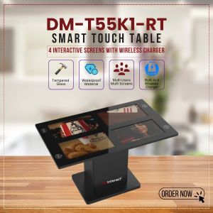 DMInteract 10 Point Capacitive Touch, 2GB RAM, 16GB ROM, Android 11 With Wi-Fi & 20W Wireless Mobile Charging Interactive Screen Table For Restaurant