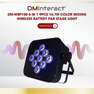 DMInteract DM-WBP100 6 In 1 9Pcs 16.7M Color Mixing Wireless Battery Par Stage Light