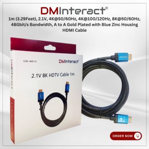 DMInteract DM2110 1meter, 3meters and 5meters 2.1V, A to A Gold Plated with Blue Zinc Housing HDMI Cable for Televisions, Tablets, Laptops and Monitors