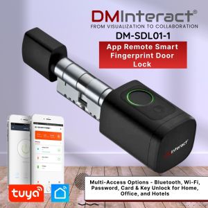 DMInteract DM-SDL01 Tuya App Remote Smart Fingerprint Door Lock with Multi-Access Options - Bluetooth, Wi-Fi, Password, Card & Key Unlock for Home, Office, and Hotels