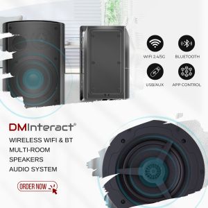 DMInteract 100W Wireless Multi-Room WIFI Bluetooth HIFI Wall Mounted Speaker with App Control - Pair