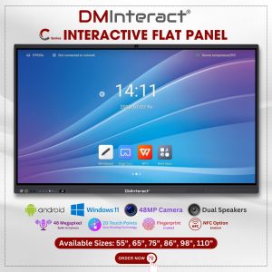 DMInteract 110" C Series 4K Interactive Flat Panel with 48MP Built-in Camera & Microphone, Android 14 & Windows 11 (Optional)