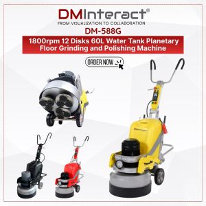 DMInteract DM-588G 1800rpm 12 Disks 60L Water Tank Planetary Floor Grinding and Polishing Machine