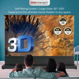DMInteract 100inch 16:9 4K Motorized Floor Rising Pet Crystal CLR Projector Screen For Ultra Short Throw Projectors