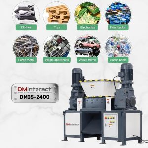 DMInteract DMIS-2400 4.0kW Mini Double Shaft Double Motors High RPM Plastic & Paper Garbage Scrap Recycling Shredder