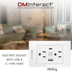 DMInteract 100-240VAC 50/60Hz Connection Plugs Electric Socket With USB & C-Type Port