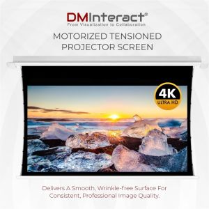 DMInteract 100inch 16:9 4K Electric Tensioned In-Ceiling ALR Black Crystal Projector Screen For Short / Normal / Long Throw Projectors