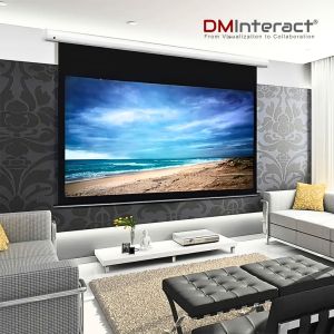 DMInteract 120inch 16:9 4K Electric Tensioned In-Ceiling Projector Screen For Long Throw Projectors - Matte White 