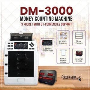 DMInteract DM-3000 3 Pocket Upto 61 Multi Currency Fitness Sorter Money Counting Machine With External Display