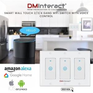 DMInteract Smart Wall Touch 2/3/4 Gang WIFI Switch With Voice Control